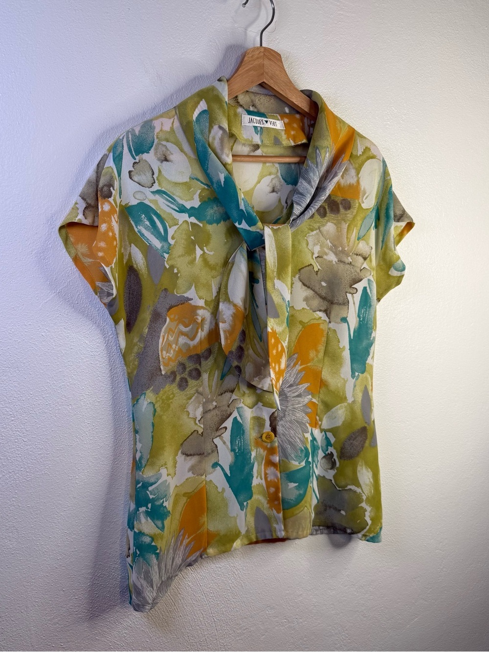 Jacques Vert Vintage Colrful, Tropical Print Button Up Blouse Women's Size 6 - Picture 5 of 14
